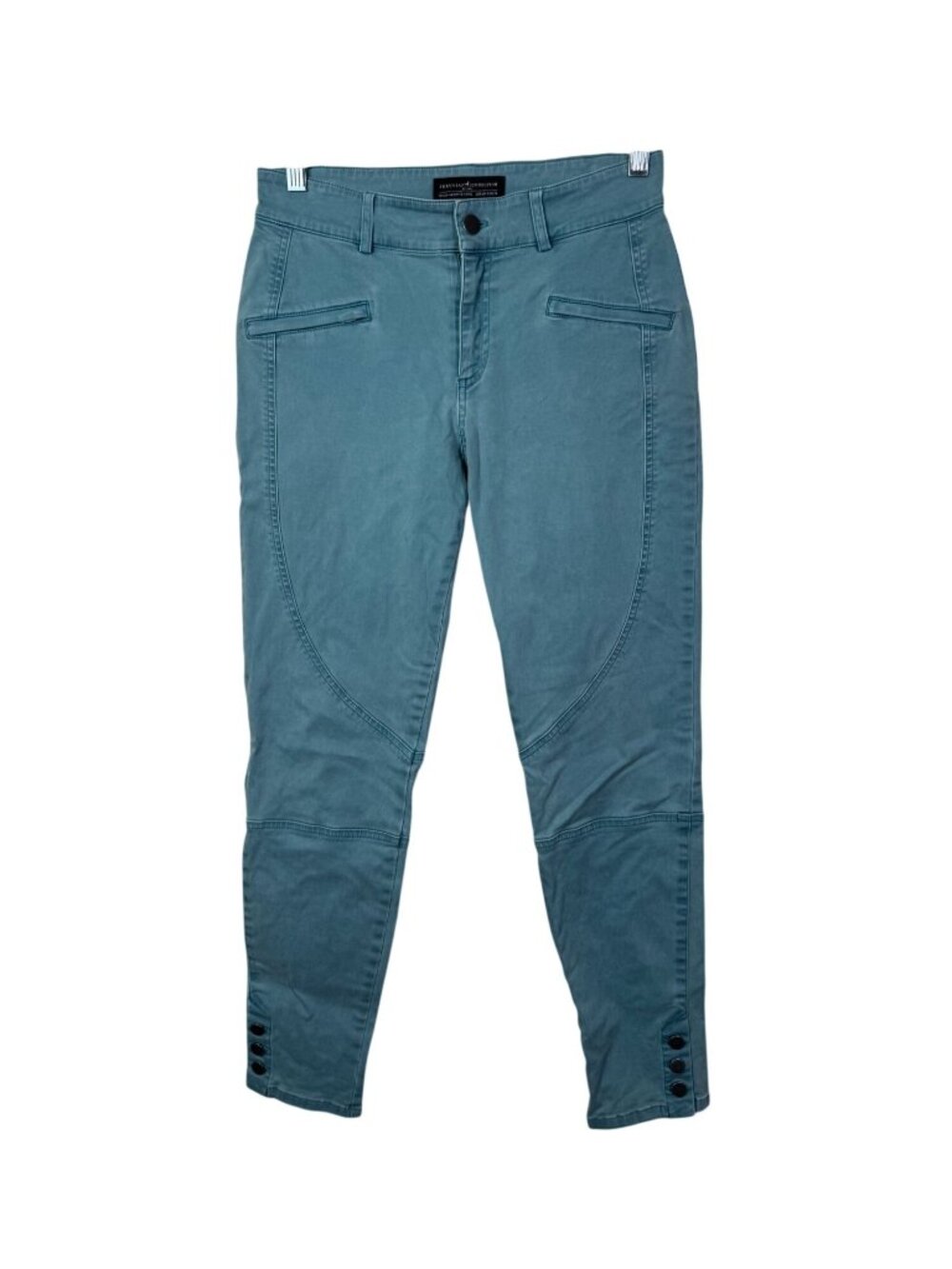 Peruvian Connection Womens Teal Pants Size 6 Artsy Boho Lagenlook Buttoned Ankle